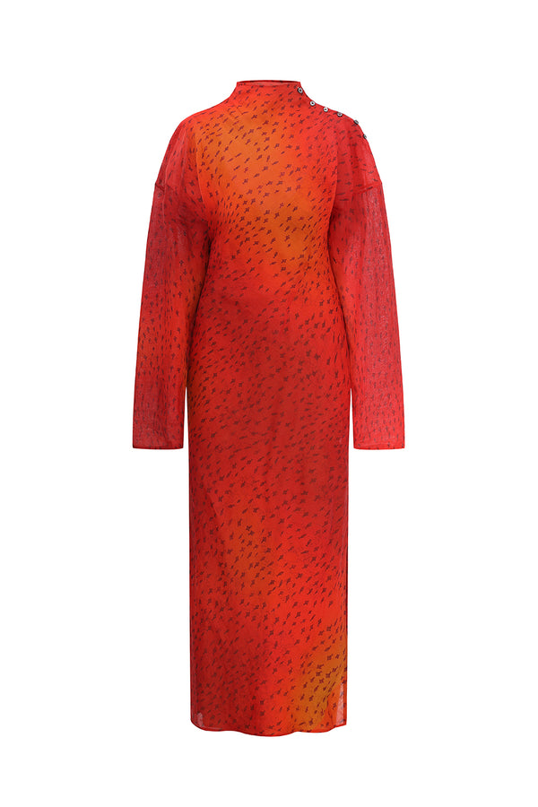 SAMUEL GUI YANG 25 autumn and winter WILLOW dress SGY-AW25BDR06-1-1-LAVA FISH